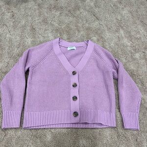 Lavender Button-Up Women's Sweater